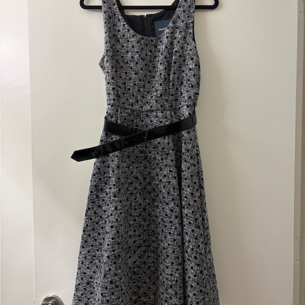 Modcloth Black and Gray Textured Midi Dress